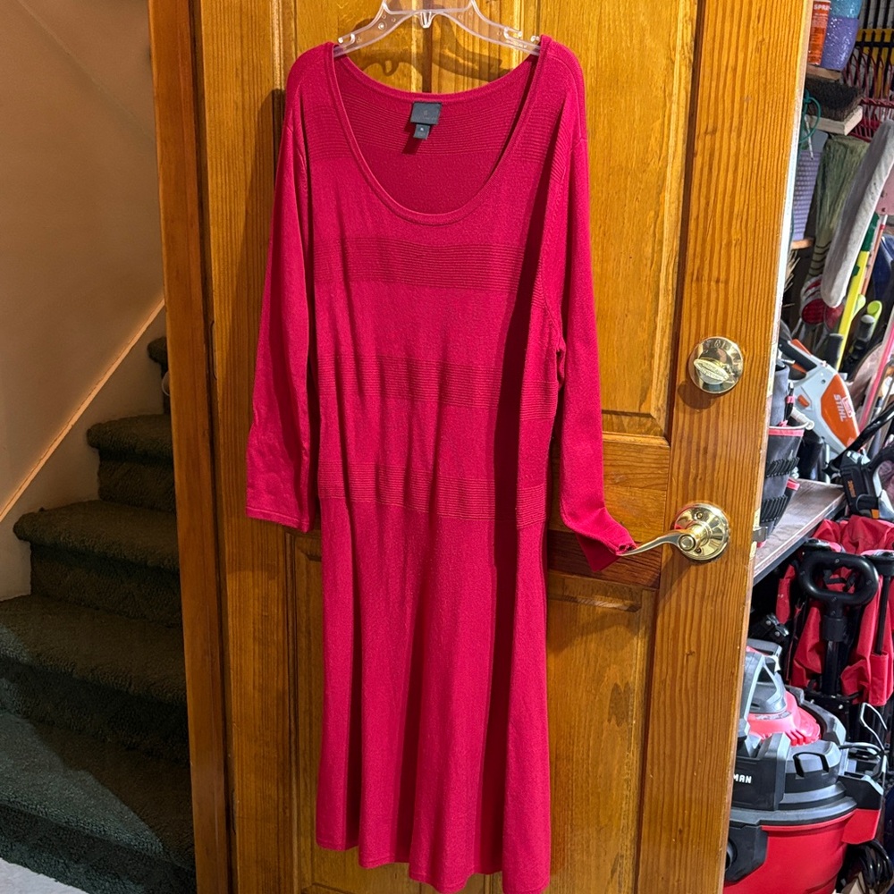 Worthington Vibrant Red Long Sleeve Dress
